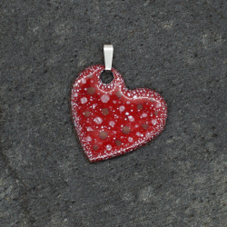 Pendentif émail - Cœur Rouge points colorés - Émail sur cuivre - Émaux Grand Feu - Fait main - Bijou artisanal français