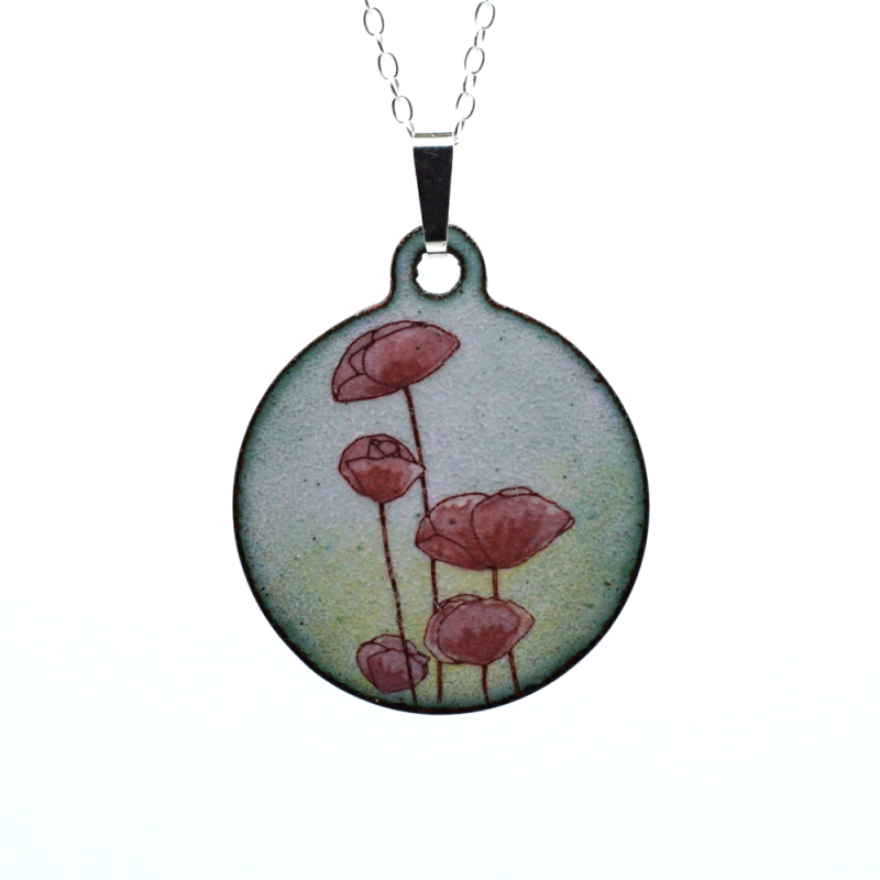 Pendentif en émail Coquelicots