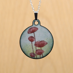 Pendentif émaux Coquelicots - Émaillé - Émail sur cuivre - Émail Grand Feu - Fait main - Bijou art