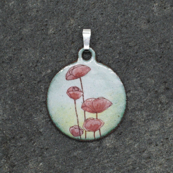 Pendentif émaux Coquelicots - Émaillé - Émail sur cuivre - Émail Grand Feu - Fait main - Bijou art