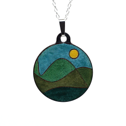 Pendentif émail sur cuivre Montagnes - Paysage - Émaux sur cuivre - Émail Grand Feu - Fait main - Bijou art - Émaillé