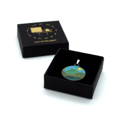 Pendentif émail sur cuivre Montagnes - Paysage - Émaux sur cuivre - Émail Grand Feu - Fait main - Bijou art - Émaillé