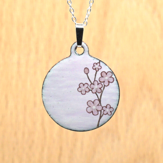 Copper Enamel Pendant - Japanese Cherry Blossom