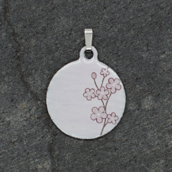 Pendentif émaux Cerisier Japonais - Émaillé - Émail sur cuivre - Émail Grand Feu - Fait main - Bijou art