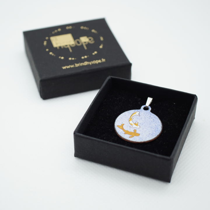 Two Koi Fish Enamel Pendant – Enamelled – Enamel on Copper – Vitreous Enamel – Handmade – Art Jewelry