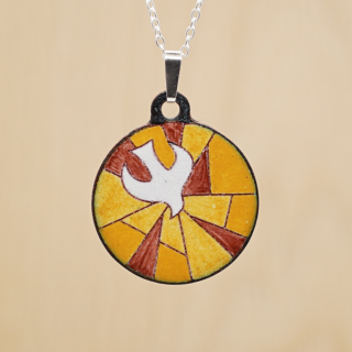 Pendentif en émail sur cuivre - Esprit Saint Colombe