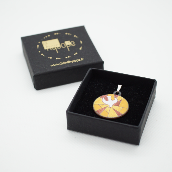 Pendentif émaux Esprit Saint Colombe - Émaillé - Émail sur cuivre - Émail Grand Feu - Fait main - Bijou art