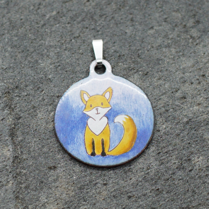 Pendentif émaux Petit Renard - Émaillé - Émail sur cuivre - Émail Grand Feu - Fait main - Bijou art