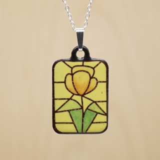 Pendentif en émail sur cuivre - Tulipe Style Vitrail
