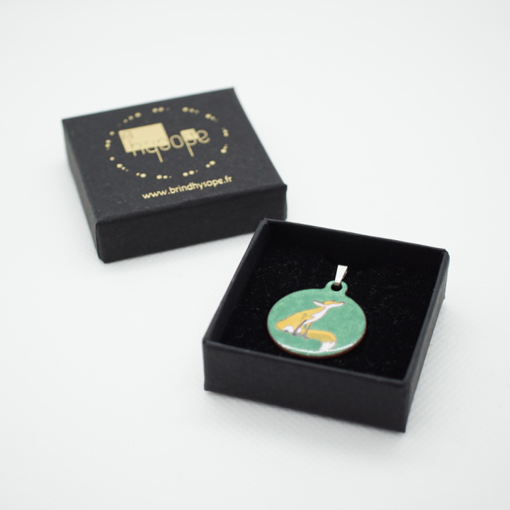 Pendentif émaux Renard - Émaillé - Émail sur cuivre - Émail Grand Feu - Fait main - Bijou art
