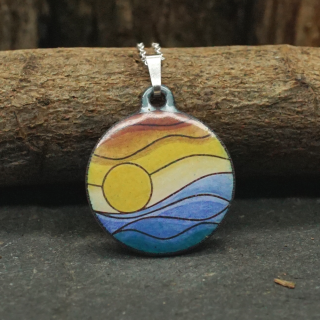 Pendentif en émail sur cuivre - Soleil et Mer