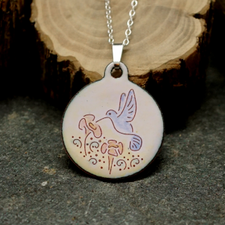 Pendentif en émail sur cuivre - Colibri