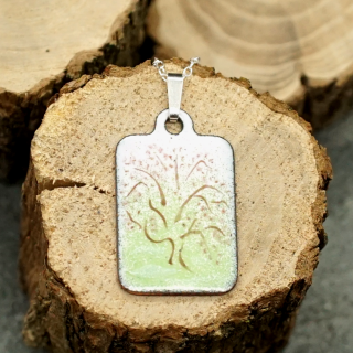 Copper Enamel Pendant - Tree in Bloom