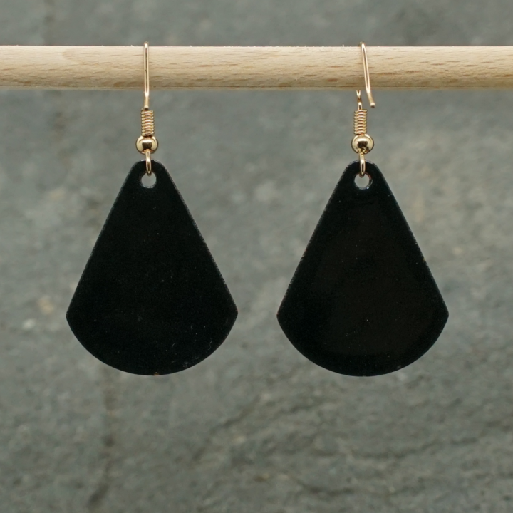 Boucles d'oreilles - Fleurs étoilées fond bleu - Émaillé - Émail sur cuivre - Émail Grand Feu - Fait main - Bijou art