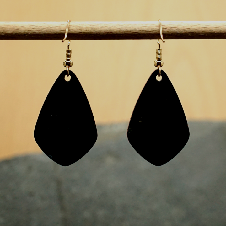 Boucles d'oreilles - Zigzag Bleu et Moutarde - Émaillé - Émail sur cuivre - Émail Grand Feu - Fait main - Bijou art