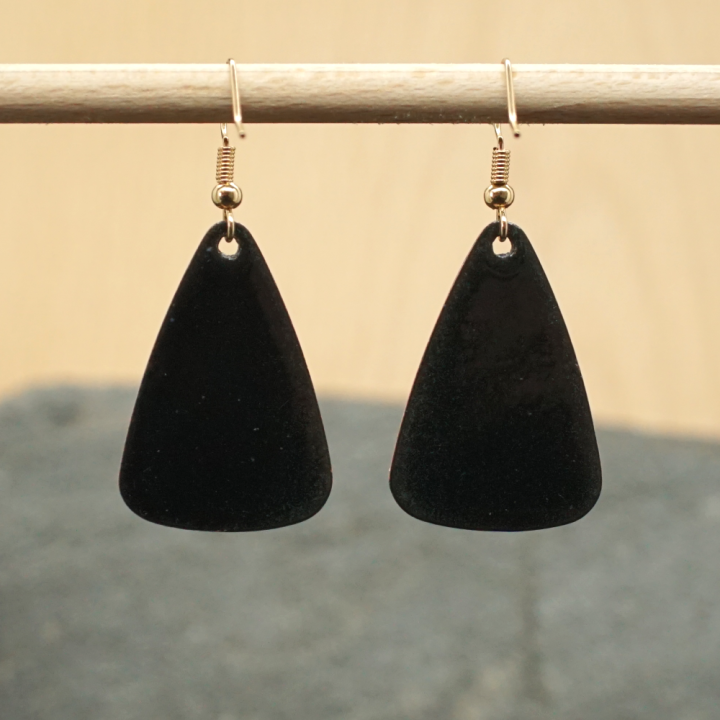 Boucles d'oreilles - Fleurs rouges et feuilles vertes - Émaillé - Émail sur cuivre - Émail Grand Feu - Fait main - Bijou art