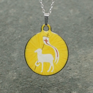 Pendentif en émail sur cuivre - Agneau de Dieu