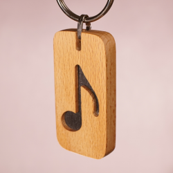 porte clef musique en bois : porte clef trompette en bois massif